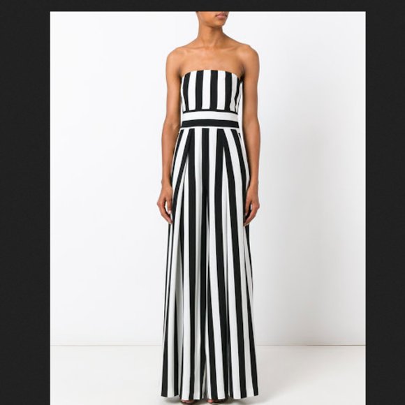 Milly Pants - NWT MILLY Strapless pleated striped crepe jumpsuit